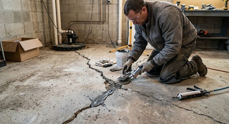 Cracked Basement Floor Repair in Hershey, PA
